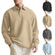 Texture Jacquard Solid Color Men's Long-sleeved Polo Shirt Lapel Loose Sweater EX-STOCK Canada 