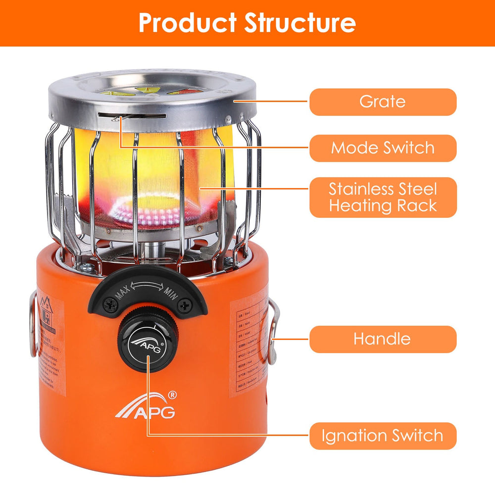 2000W 2 In 1 Camping Stove Tent Heater Outdoor Gas Stove Portable Backpacking Stove With 3 Modes 360 Degree Radiant Heating For Camping Hiking Picnic BBQ EX-STOCK