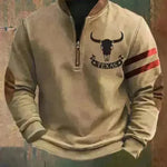 Casual 3D Digital Printing Stand Collar Men's Street Quarter Zip Sweatshirt top - EX-STOCK CANADA