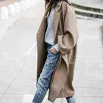 Lapel Single Breasted Women Winter Solid Woolen Trench Coat Long Jacket - EX-STOCK CANADA