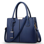 Women's PU Leather Lychee Pattern Shoulder Bag – Portable Crossbody Messenger Bag blue