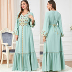 Women's Arabic Dress Embroidery Round-neck Long-sleeved Dress - EX-STOCK Canada
