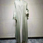 Abaya two piece set Elegant Satin  Plain Color Abaya Kimono Open front Abaya Dubai Abaya wear for Middle East Women