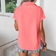 Lapel Shoulder Pleated Pocket Short Sleeve Top Shirt T-shirt Women - EX-STOCK CANADA