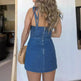 Fashion Slim Fit Slit Sling Denim Mini  sleeveless Dress Women - EX-STOCK CANADA