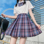 Student Jk Plaid Skirt Preppy Style Mini Pleated  Kilt Skirt - EX-STOCK CANADA