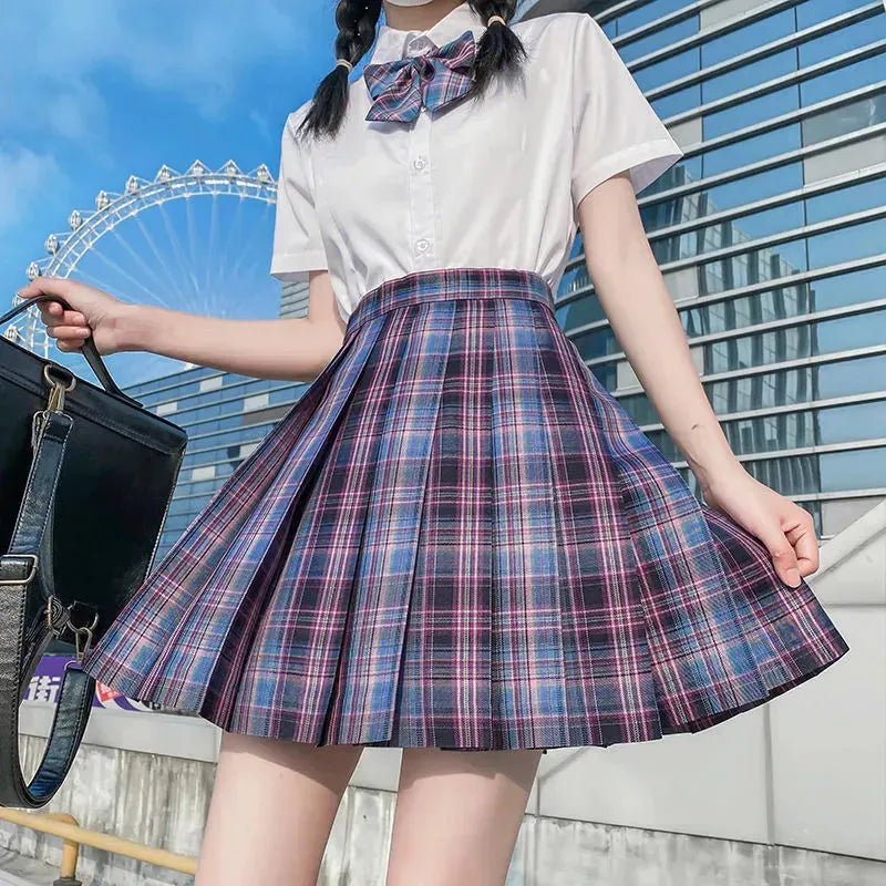 Student Jk Plaid Skirt Preppy Style Mini Pleated  Kilt Skirt - EX-STOCK CANADA