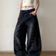 Women's Eyelet Grommet Wide-Leg Jeans – Y2K Balloon Baggy Denim | Black | Sizes S–3XL