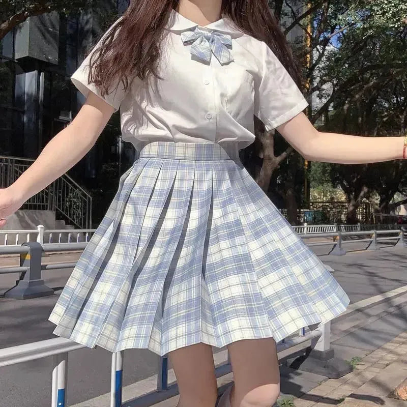 Student Jk Plaid Skirt Preppy Style Mini Pleated  Kilt Skirt - EX-STOCK CANADA
