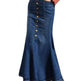 New Fashion Fitted Button up Mermaid Midi Denim Skirt - EX-STOCK CANADA