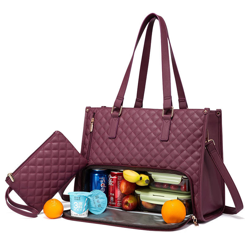 Convenient Commute New Lunch Bag Women's Insulated Lunch Box Women's Leak-proof Large Purse Diagonal Computer Storage EX-STOCK