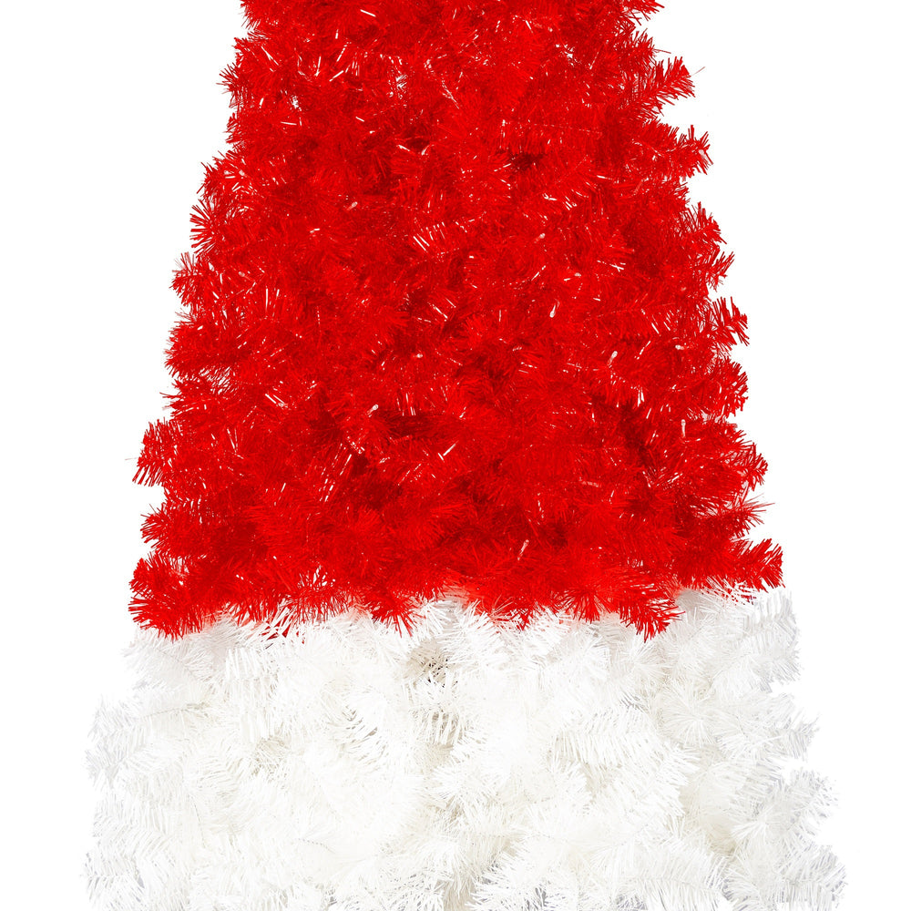 6FT Artificial Christmas Tree With LED Light, Santa's Hat Shape Artificial Whimsical Xmas Tree With 1050 Tip, Curved Xmax Tree EX-STOCK Canada 