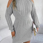 Fashionable Autumn Winter Slim fit Woolen Twist Knitted Mini Sweater Dress - EX-STOCK CANADA