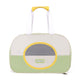Pet carrier with a yellow rim and white handle on a white background