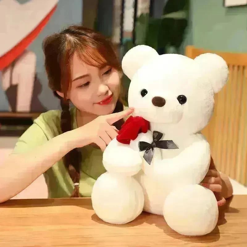New Lovely Hug Roses Teddy Bear Stuffed Soft Animal Dolls Nice Birthday Gift Girlfriend Valentine's Day - EX-STOCK CANADA