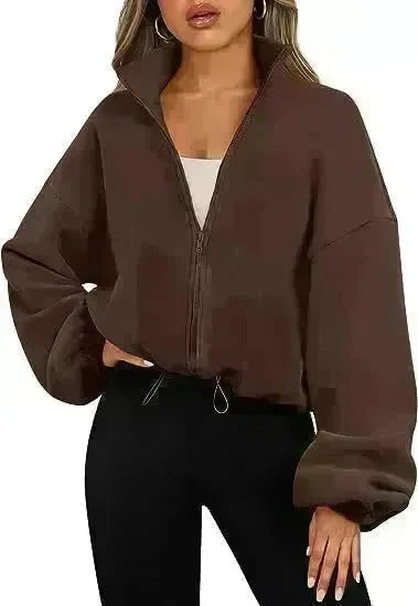 Women's Polar Fleece Sports Velvet Stand Collar Zipper Jacket - EX-STOCK CANADA
