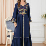 Women's Arabic Dress Embroidery Round-neck Long-sleeved Dress - EX-STOCK Canada