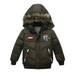 Small Medium-Sized Boys Cotton-Padded Fur Hoodie Winter Jackets for kids - EX-STOCK CANADA