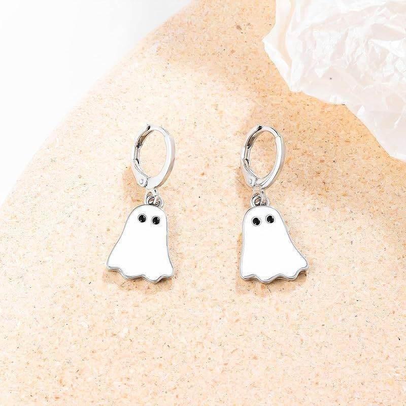 Halloween Ghost Earrings For Women Gold Ghost Huggie Hoop Earrings Halloween Jewelry Cute BOO Halloween Earrings EX-STOCK
