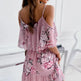Flower Printed Ruffled Suspender Dress Summer Off-the-shoulder Strap Dresses Women - EX-STOCK CANADA