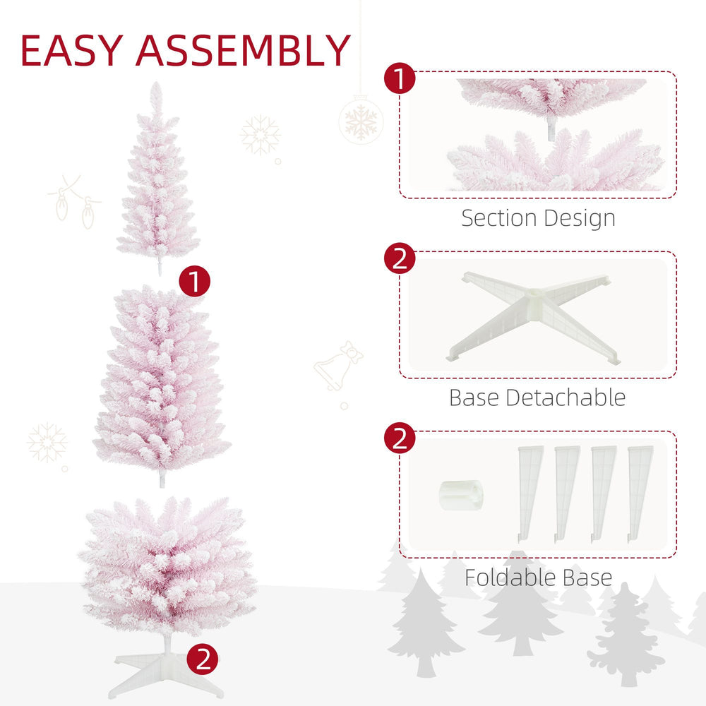 7ft Flocked Christmas Tree, Pencil Artificial Christmas Tree With Realistic Branches EX-STOCK Canada 
