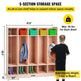 Preschool Cubby Lockers 5-Section Plywood Birch Coat Locker 15MM Thickness Kids Locker For Home 48.4 Inch High Durable Classroom Lockers For Toddlers And Kids Commercial Or Personal Use EX-STOCK