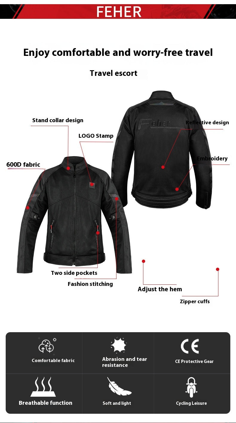 Black travel jacket with features highlighted on a black background