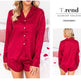 Lapel Long Sleeve Shorts Pajamas For Women EX-STOCK