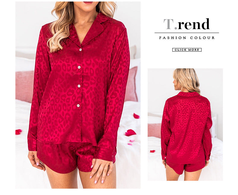 Lapel Long Sleeve Shorts Pajamas For Women EX-STOCK