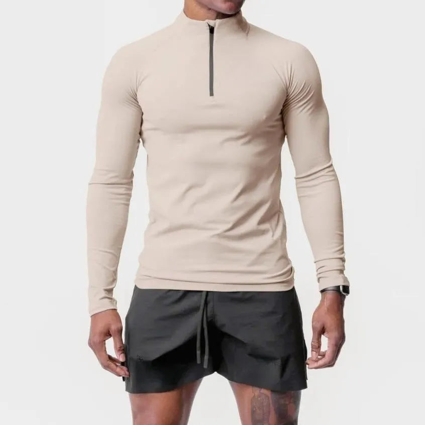 Men Quick Drying Long Sleeve Half Zip Activewear Muscle Fitted shirt Workout Gym T-shirt Top - EX-STOCK CANADA