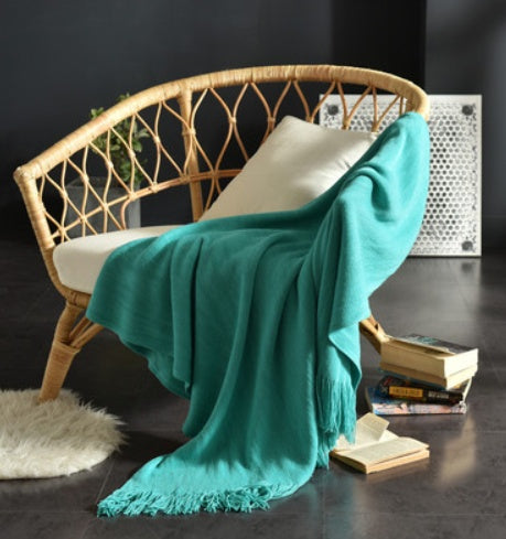 Fringed Knitted Small Blanket Napping Blanket Sofa Blanket EX-STOCK Canada 