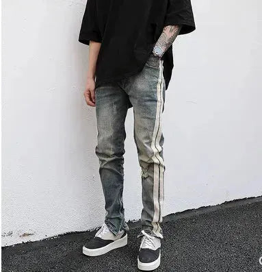 Distressed Retro Denim Jeans Pant Men