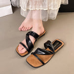 Zapatillas de verano 2025 de nuevo estilo francés con tacón bajo para mujer, sandalias de estilo hada para exterior, elegantes sandalias combinables con vestido en negro, plata y beige 