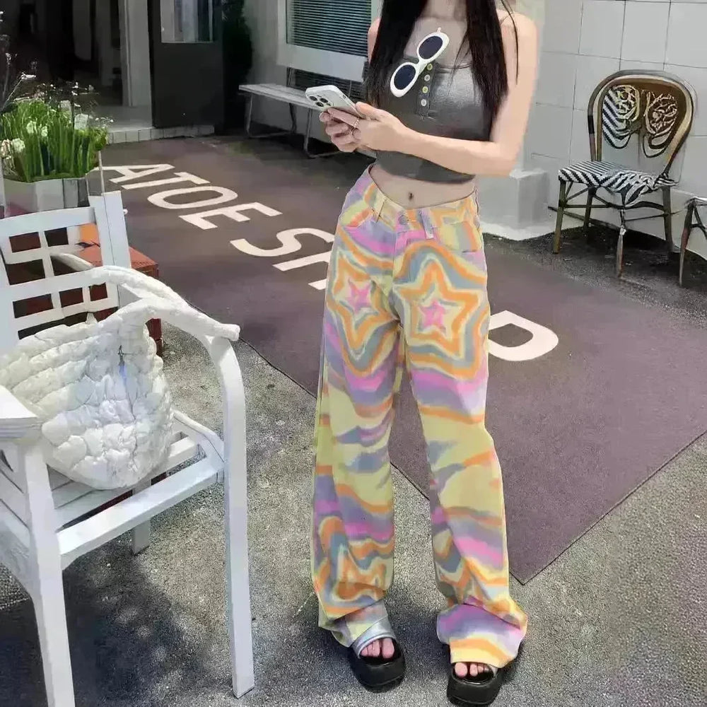 Real Shot American Retro High Street Graffiti XINGX Rendering Baggy Jeans Pant For Women - EX-STOCK CANADA
