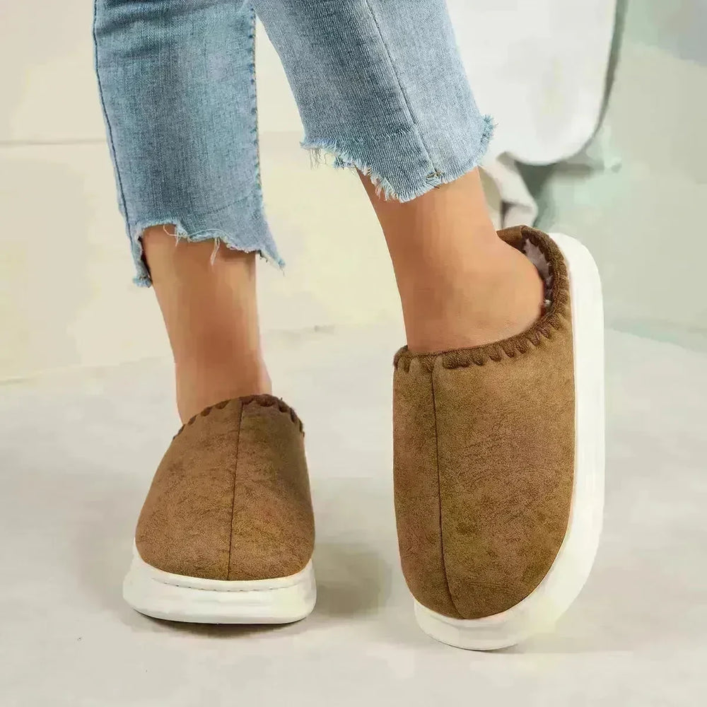 Winter Fashion Cotton Slippers With Sewing-side Design Indoor Non-slip Bedroom Floor Plush Slipper House Shoes Women Couple - EX-STOCK CANADA