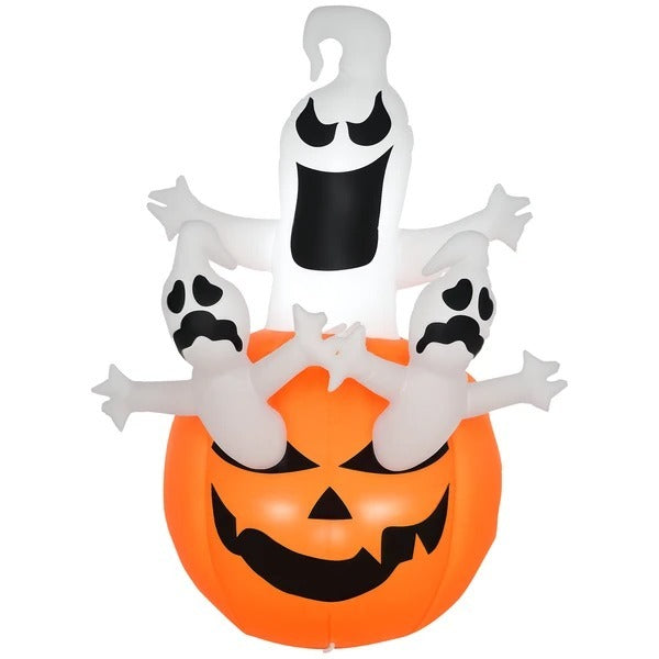 6FT Tall Halloween Inflatable Jack-O-Lantern And Ghosts, Outdoor Blow Up Yard Decoration With Pumpkin Lantern And LED Lights For Garden, Lawn, Party, Holiday EX-STOCK Canada 