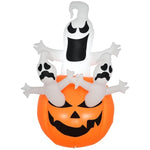 6FT Tall Halloween Inflatable Jack-O-Lantern And Ghosts, Outdoor Blow Up Yard Decoration With Pumpkin Lantern And LED Lights For Garden, Lawn, Party, Holiday EX-STOCK Canada 