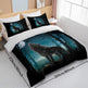 Moon Wolf Bedding Green Watercolor Forest Wolf Landscape Duvet Cover Sets 3 Pieces Wild Animal Bedding Set Twin Full Queen King Size EX-STOCK Canada 