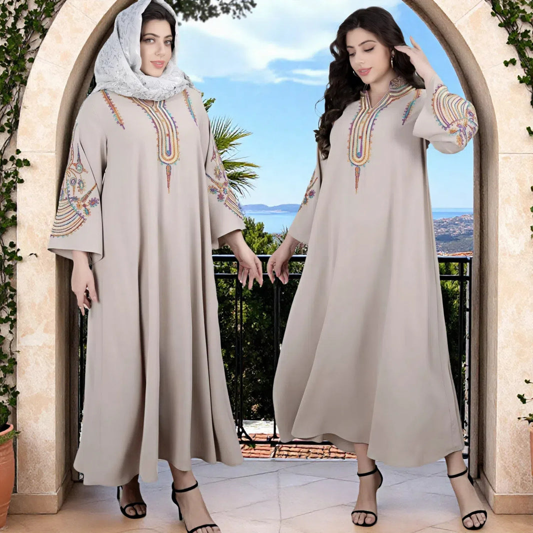 Large Size Women's Middle East New Muslim Embroidered Pullover Dress - EX-STOCK Canada