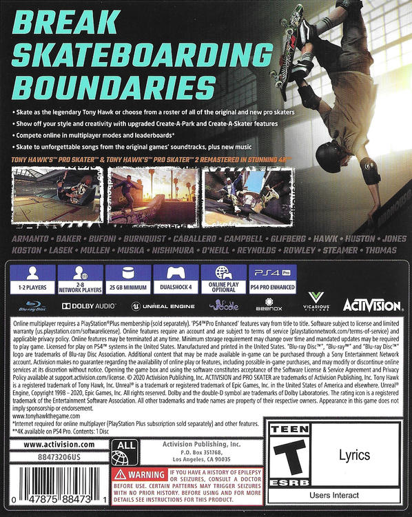 TONY HAWK'S PRO SKATER 1+2 