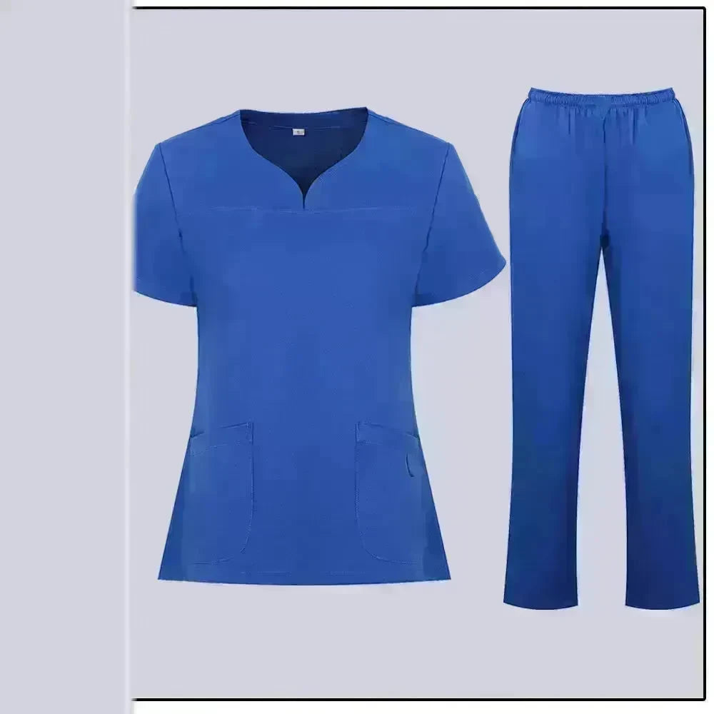 Women Nurse Uniform Female Hospital Nurse Costume V Neck Top Pants Set Nursing Uniforms Women Scrubs Set for Beauty Salon Massaging Workwear - EX-STOCK CANADA