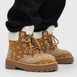 Men’s Paisley Lace-Up Platform Boots –  Brown, Sizes 39–45