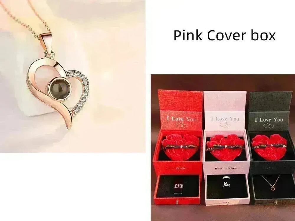 Hot Valentine's Day Gifts Metal Rose Jewelry Gift Box Necklace For Wedding Girlfriend Necklace Gifts - EX-STOCK CANADA
