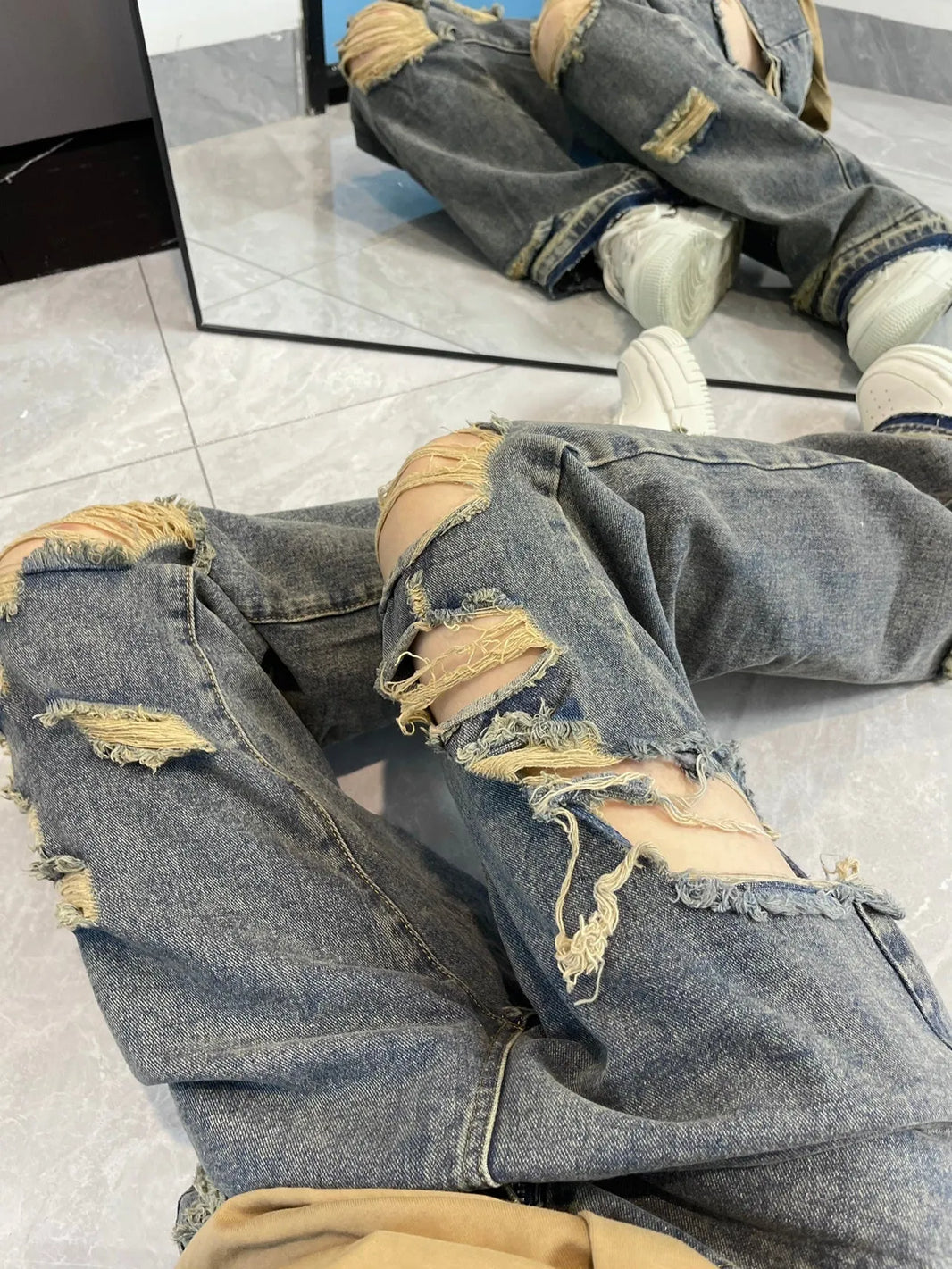 Ripped Jeans For Women Baggy Denim Boyfriend Jeans