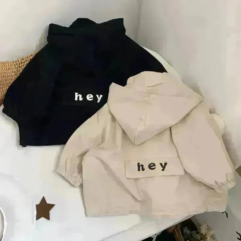 Children's Letters Anorak Cotton Zip Hoodie Windproof Jacket - EX-STOCK CANADA