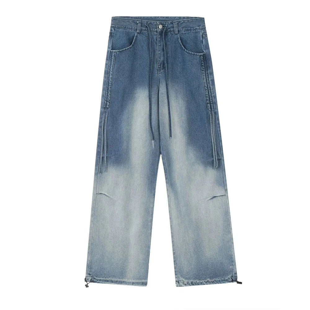 Gradient Tie-dye Straight-leg Denim Trousers Men Jeans - EX-STOCK CANADA