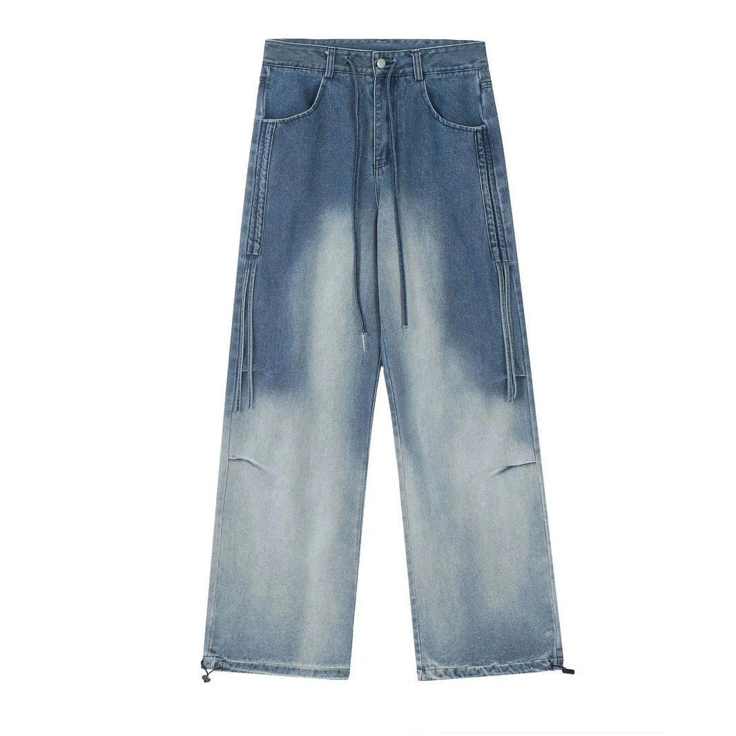 Gradient Tie-dye Straight-leg Denim Trousers Men Jeans - EX-STOCK CANADA