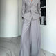Women's Grey Single-Button Blazer & Wide-Leg Pants Suit – 2-Piece Office Set | Sizes XS–XL 2