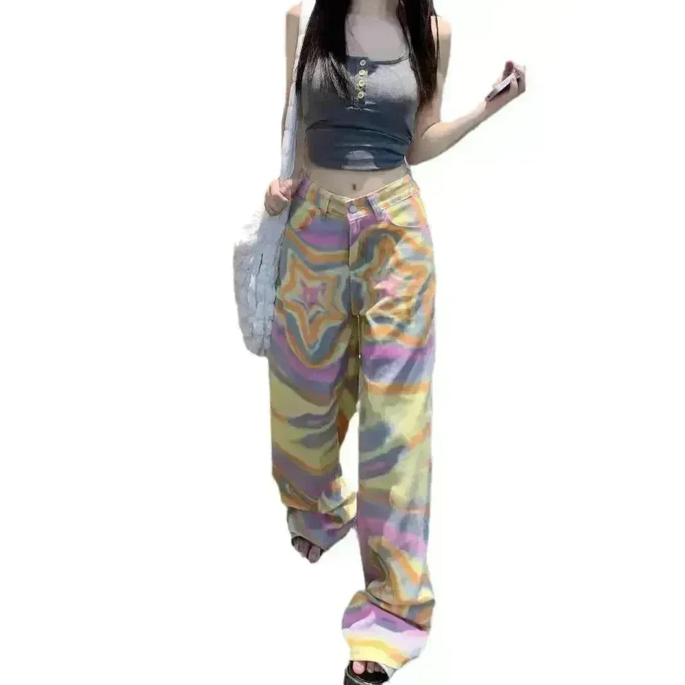 Real Shot American Retro High Street Graffiti XINGX Rendering Baggy Jeans Pant For Women - EX-STOCK CANADA