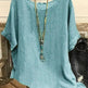 Women Fashion Casual blouse top 3/4 Sleeve Round Neck Blouses Summer Loose linen Tops Streetwear - EX-STOCK CANADA